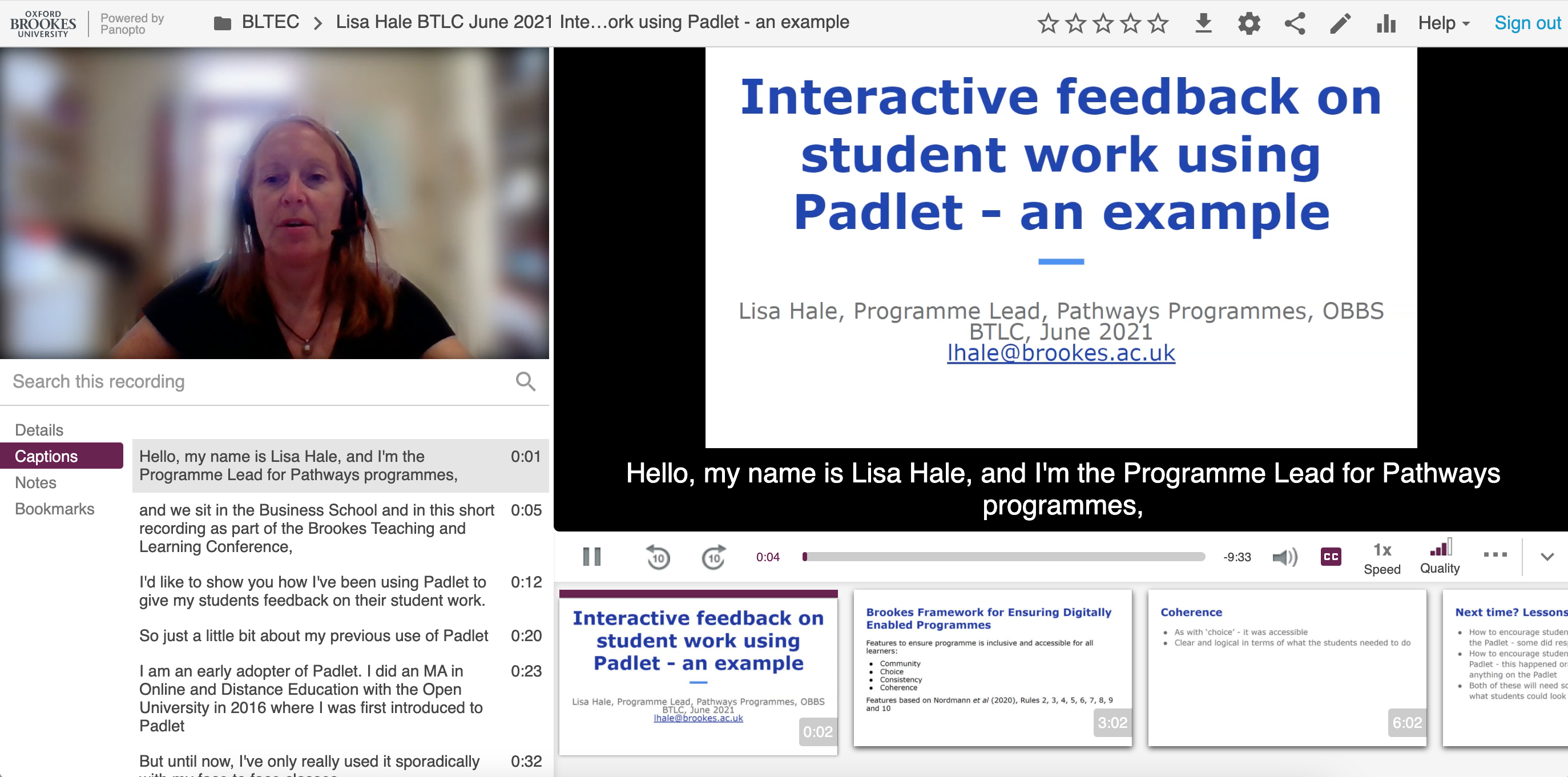 Video still from Interactive feedback on student work using Padlet