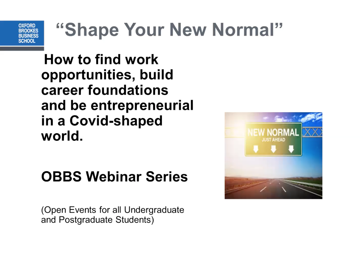 Front slide from Shape your new normal Webinar Series